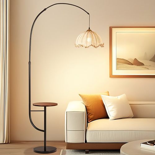 法式中古风落地灯钓鱼灯复古客厅沙发边J几置物卧室床头柜一体台