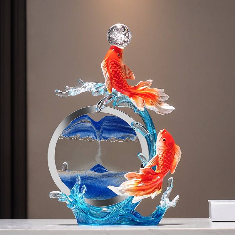 流沙画装饰f品客厅电视柜酒柜锦鲤装饰搬迁乔迁礼物