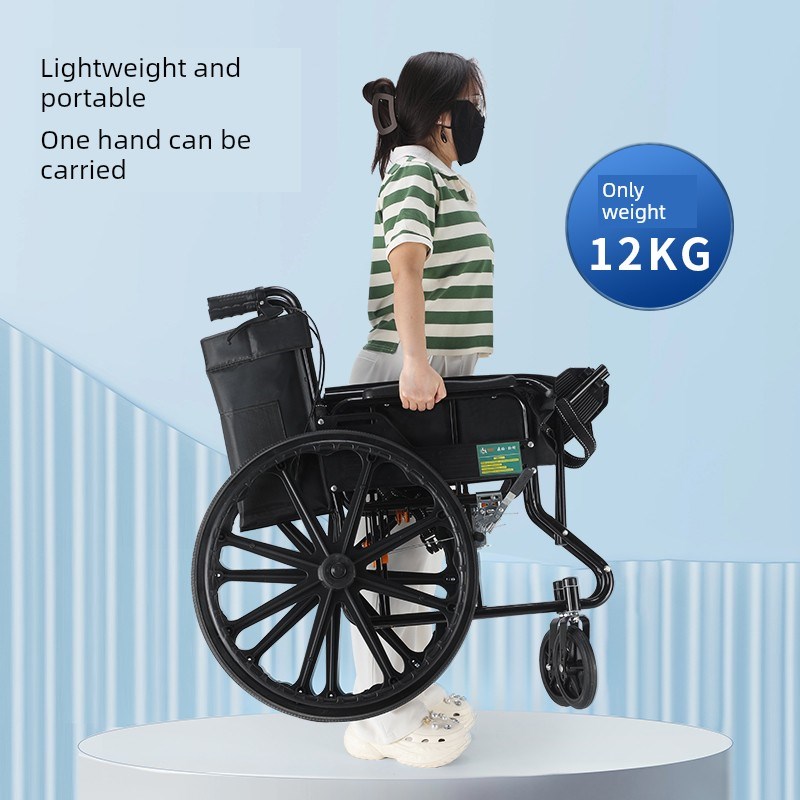 鱼跃轮椅车轻便折叠瘫痪老人专用残疾小型可N上厕所手推车年轻人