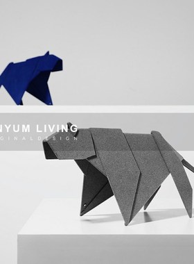 简约样板间售楼处家居客厅软装饰品创意轻M奢猎豹动物抽象金属摆