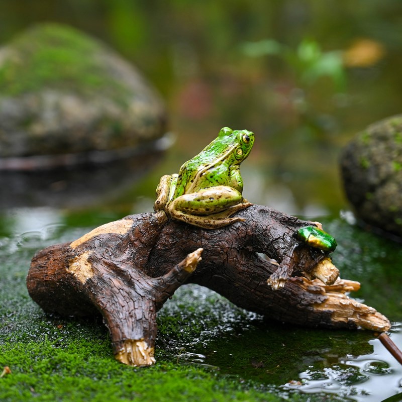 创意小青蛙摆件微景观彷真沼水蛙盆景假山造景装饰V桌面小动物摆