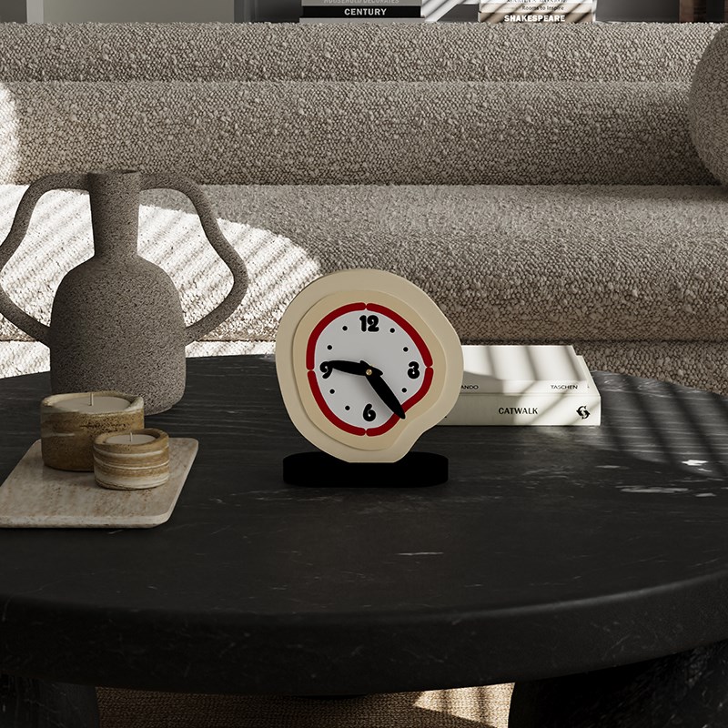 奶油风艺术小钟表台m式摆件客厅玄关F电视柜桌面迷你卧室床头钟静