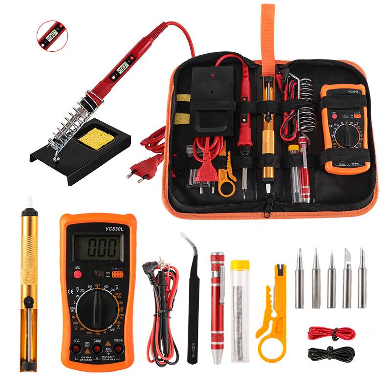 80W数显调温电烙铁万用表套装工业级维修焊接家用电烙笔工具包