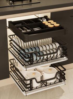 Dzp加深47拉篮304不锈钢碗碟厨房橱柜小尺寸柜体抽屉式收纳窄柜调