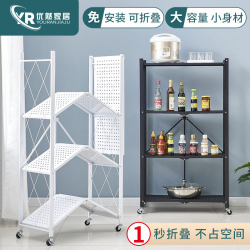 外贸工厂直供折叠免安装厨房置物架落地式折叠微波炉烤箱收纳架