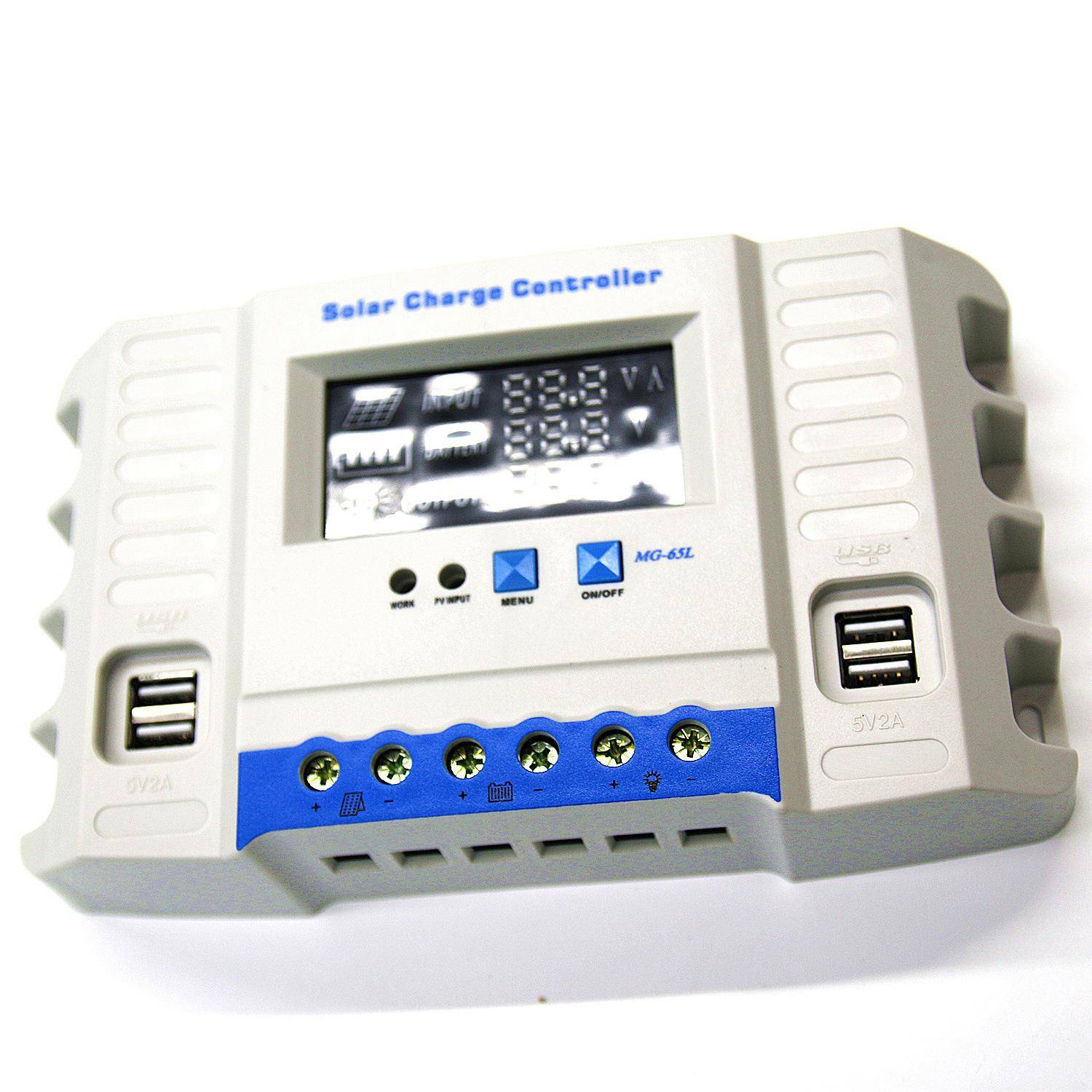 直销10A~60APWM太阳能控制器12/24V自动识别4USB显示屏LCD