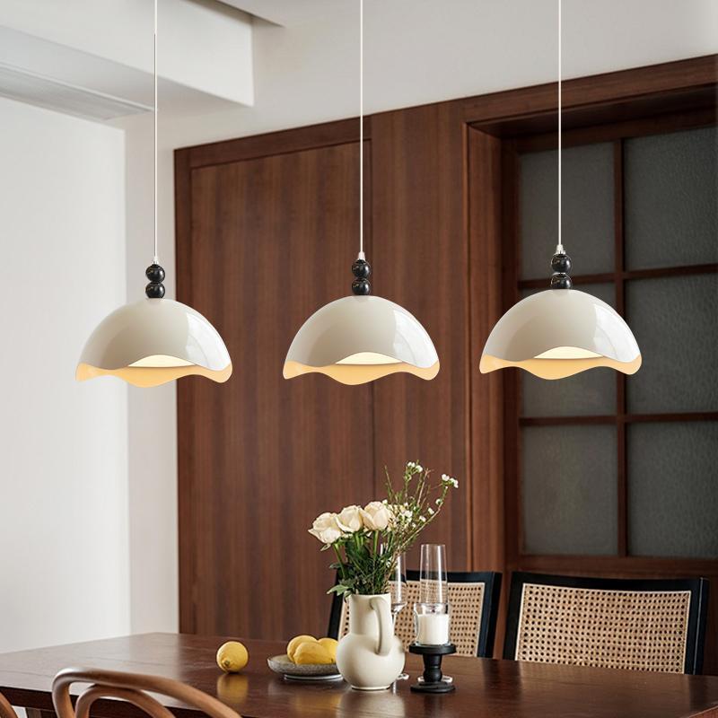 法式中古餐厅吊灯三头高级感吧台餐桌灯奶油风蛋壳走廊过道吸顶灯