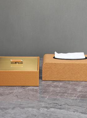 欧式极简创意收纳纸巾盒样板房办公室卧室书房餐厅家居装饰品摆件