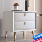 网红皮床头柜现代简约小型卧室实木迷你轻奢铁艺皮质床头柜简易款