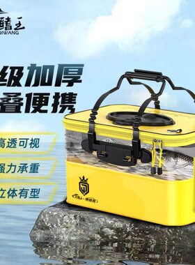 巨鳍王新款活鱼桶钓鱼桶鱼护桶折叠活鱼箱热压成型透明鱼箱装鱼桶