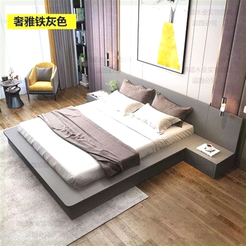 简约现代榻榻米矮床实木日式地台床实木床板式塌塌U米主卧榻榻米