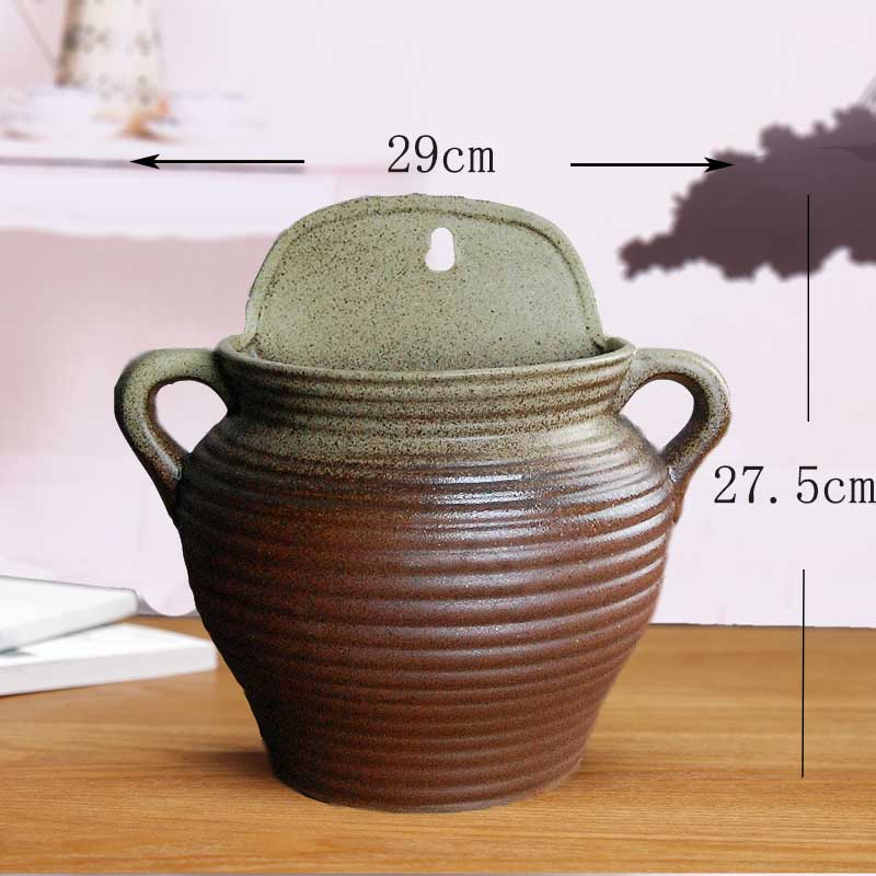 壁挂花盆创意陶瓷l多肉古典阳台垂吊绿萝铜钱草水培墙上装饰品架