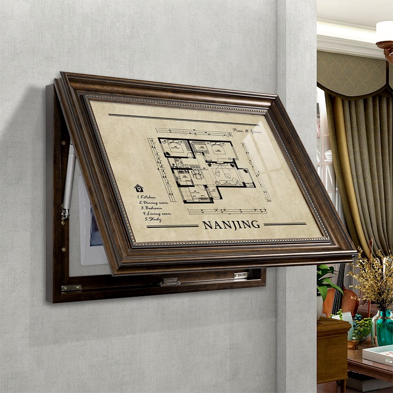 定制户型图复古美式电表箱装饰画遮挡箱配电箱强弱电箱电闸盒挂画