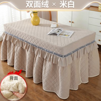 冬款长方形分体加绒羊羔双面绒加厚烤火罩被电火炉罩茶几取暖桌布