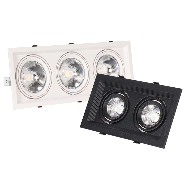 嵌入式LED格栅灯商用COB斗胆灯双头射灯网格方形筒灯10*20 15*15