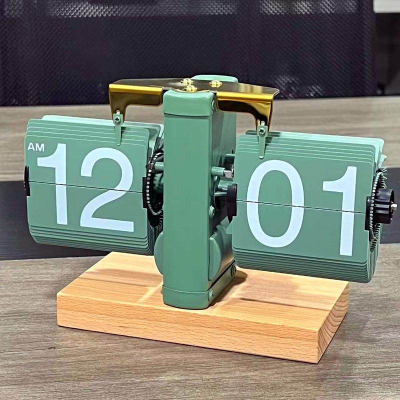 简约复古翻页闹钟客厅桌面实木座钟创意自动时钟机械钟复古风潮,纺织面料/辅料/配套,纺织机械配件,淘宝优惠券,粉丝福利购,淘宝优惠卷