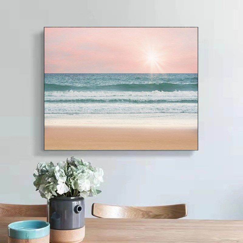 免钉电表箱装饰画免打孔定制遮挡电源盒盖反光画大海风景铝合金画