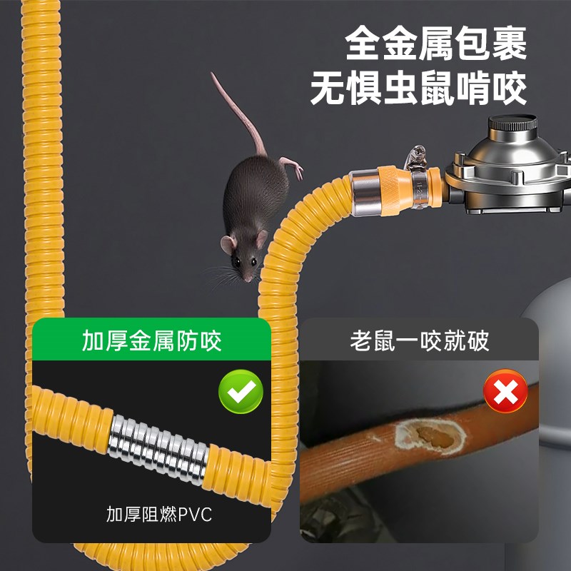 伟星煤气瓶液化气罐热水器煤气灶专用连接防爆铠装管新国标双插口