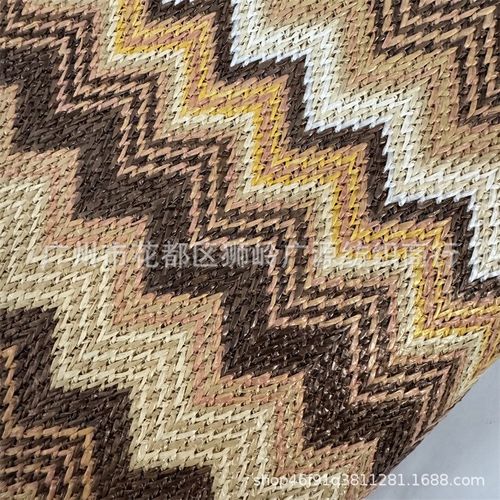 优质pp草编料彩色波浪纹多色拼接编织网布鞋草编包材装饰布