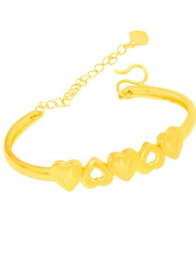 越南沙金手镯女久不掉色金色黄铜仿真黄金爱心手环首饰24K金女款