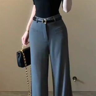 裤 直筒阔腿喇叭裤 女2025新款 气质窄版 子夏 高级感垂感时尚 灰色西装