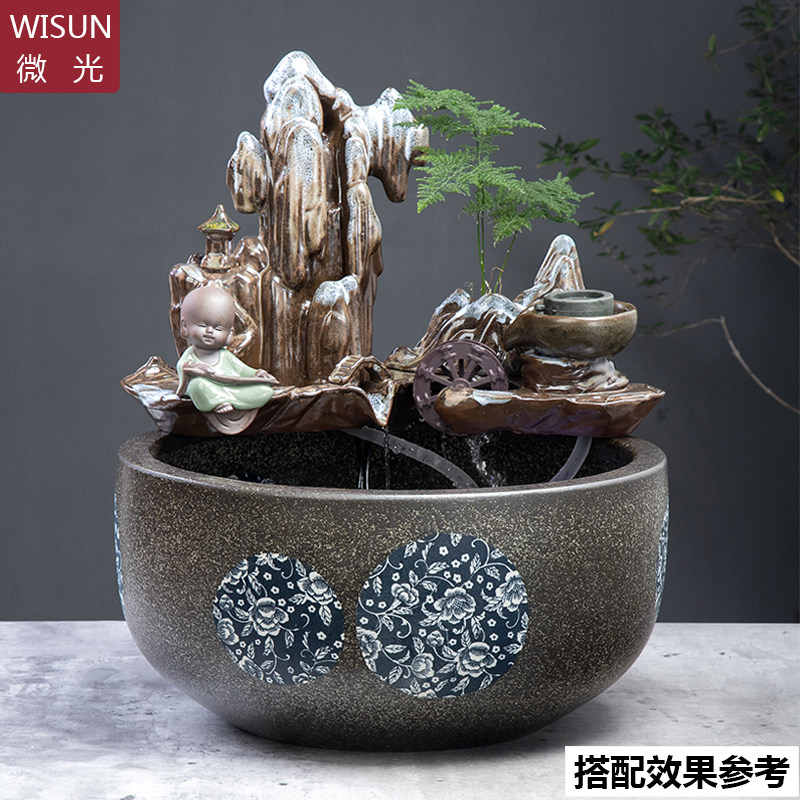 搭配鱼缸流水摆件金鱼缸配件喷泉加湿器循环水摆件办公室流水招财