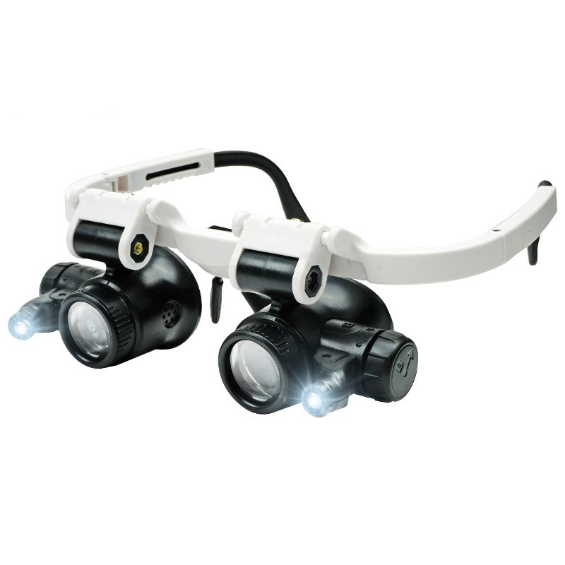 眼镜型头戴式放大镜双目带灯电子维修钟表专用高清手机电路板老花