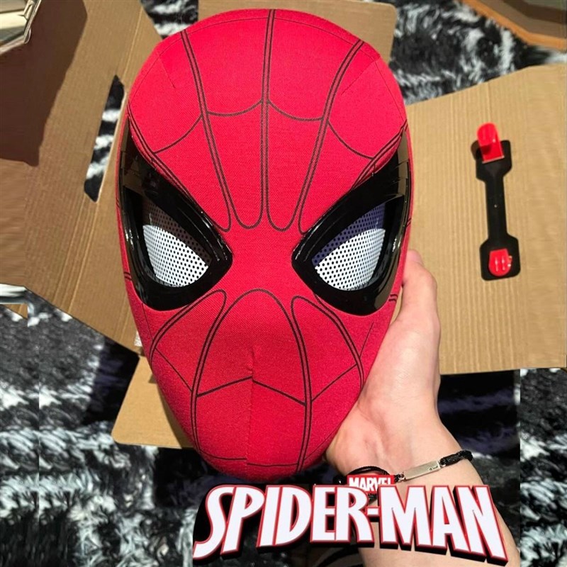 蜘蛛侠头套眼睛可动自动面具毒液头盔正版眨眼COS万圣节面罩礼盒