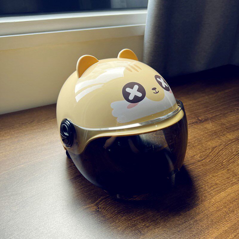 卡通儿童电动车头盔夏季滑板车安全帽平衡车可爱猫咪半盔男女孩