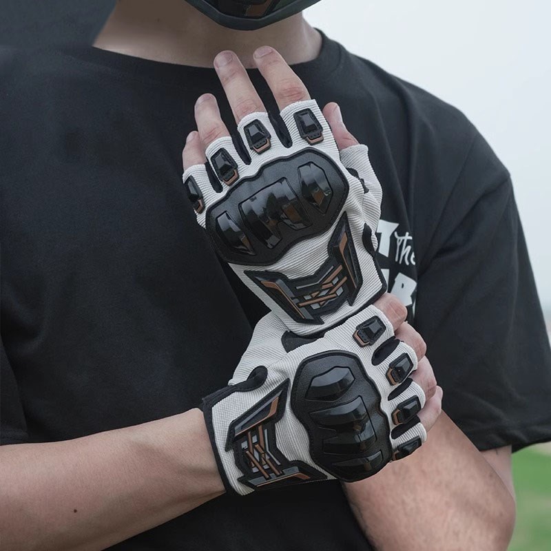摩托车半指手套男夏季透气防摔机车电动车骑行越野短指手套