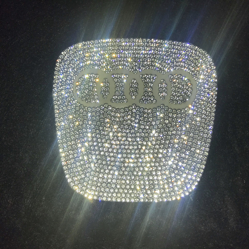 适用于奥迪方向盘钻石A45A6L水晶钻Q5Q3Q7改装水钻车标装饰贴钻