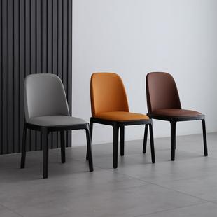 真皮餐椅家用靠背椅北欧实木椅子简约现代化妆椅乳胶软包凳子舒适