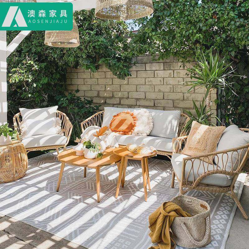 户外庭院沙发茶几组合别墅阳台民宿防水防晒藤编露天休闲创意家具,自行车/骑行装备/零配件,更多零件/配件,淘宝优惠券,粉丝福利购,淘宝优惠卷
