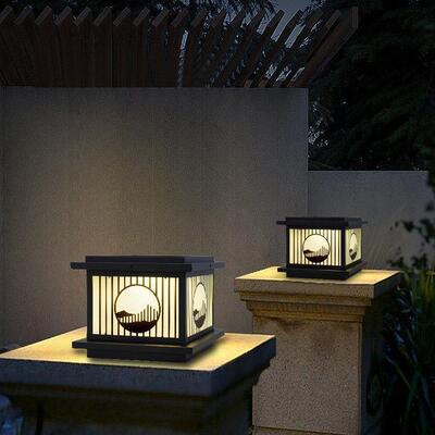 智能太阳能柱头灯遥控防水庭院灯光感开关别墅围墙灯门柱灯户外灯