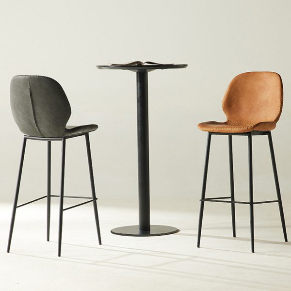 北欧轻奢吧台椅简约家用高脚椅子靠背前台接待椅网红酒吧高凳