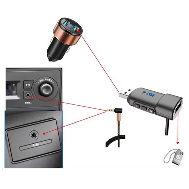 车载AUX转U盘播放器货车面包 汽车AUX转USB蓝牙多功能mp3无失真音