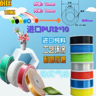 空压机软管12料外径气管进口*内mm管径0PU1212mm气管风炮10x110