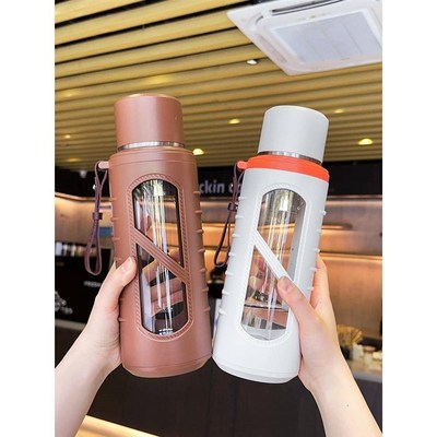 智能显温玻璃g杯男女士大容量简约高档水壶商务茶水分离随身泡茶