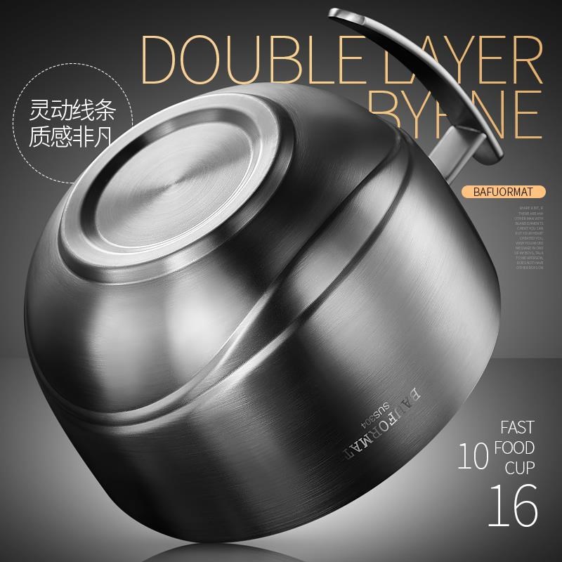 德国泡面碗304不锈o钢带盖学生宿舍用家用食堂打饭饭碗方便面饭盒