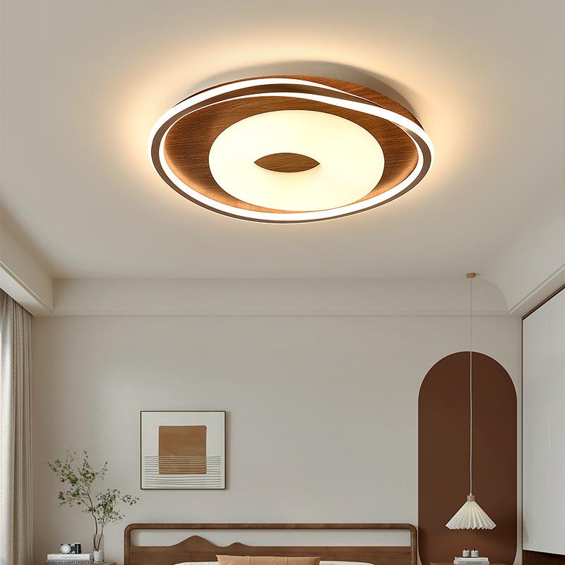 中古风卧室吸顶灯复古大气高端全光谱护眼原木风书房实木胡桃木灯