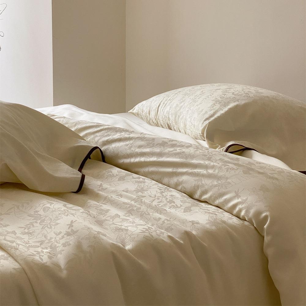 极简新中式夏季新品60天丝棉提花冰丝床上用品床单被套裸睡四件套