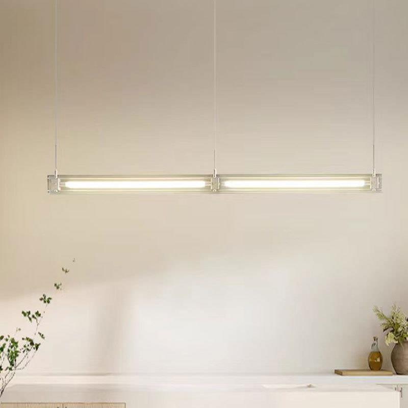 餐厅吊灯现代极简创意玻璃一字长条灯设计师吧台办公室岛台马扎灯