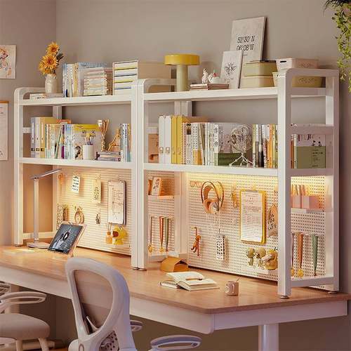 桌面洞洞板置物架桌上书架多层书桌收纳学生宿舍桌电脑桌立式架子