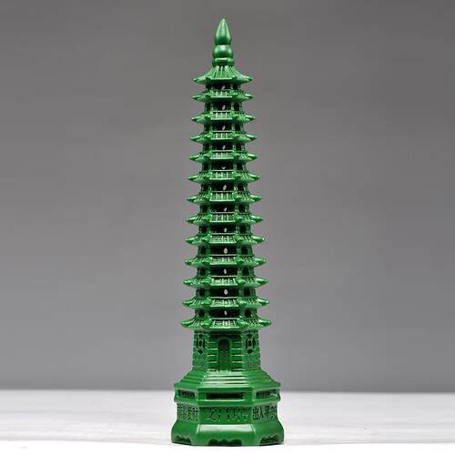 绿色木质文昌塔13层文昌塔十三层实木雕刻家居办公摆设送礼工艺品