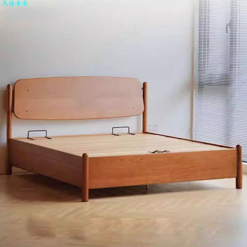 北欧实木樱桃木考拉箱体床现代简约离地设计透气储物床日式主卧床