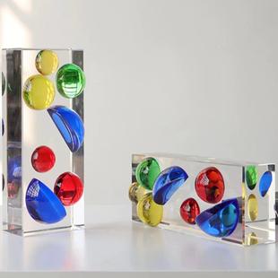 软装 饰品展示柜透明几何样板间售 饰品摆件家居饰品彩色水晶客厅装