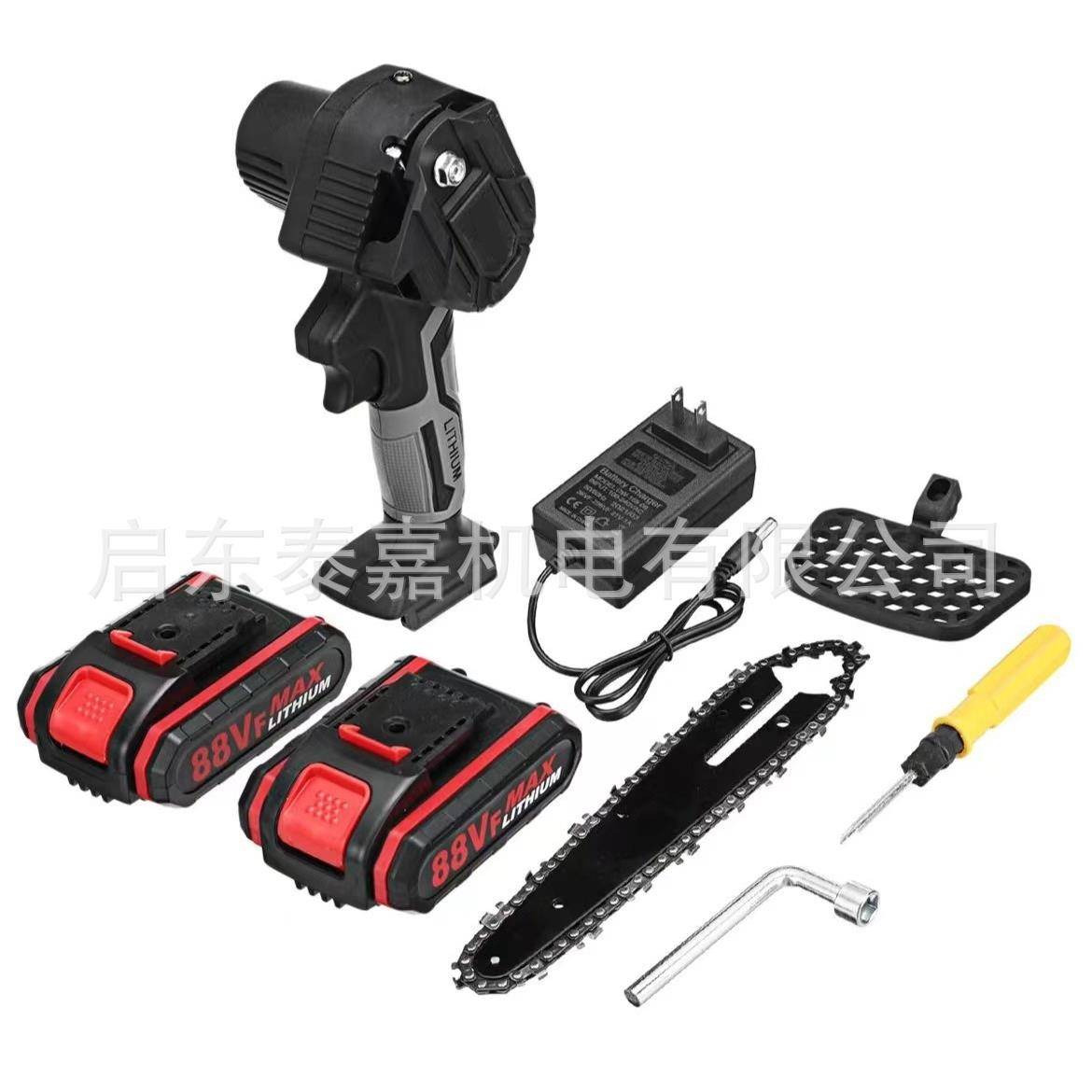 伐木切割园林工具手持式电链锯锂电电锯4寸6寸充电式大功率电链锯