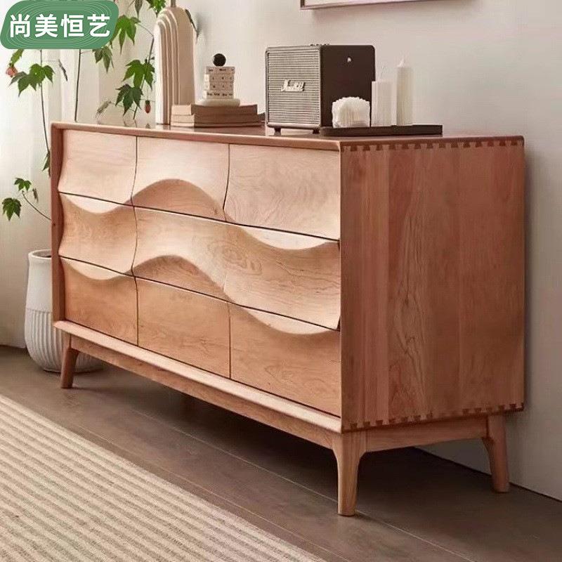 北欧实木九斗柜卧室储物柜客厅收纳柜日式置物柜设计师立柜