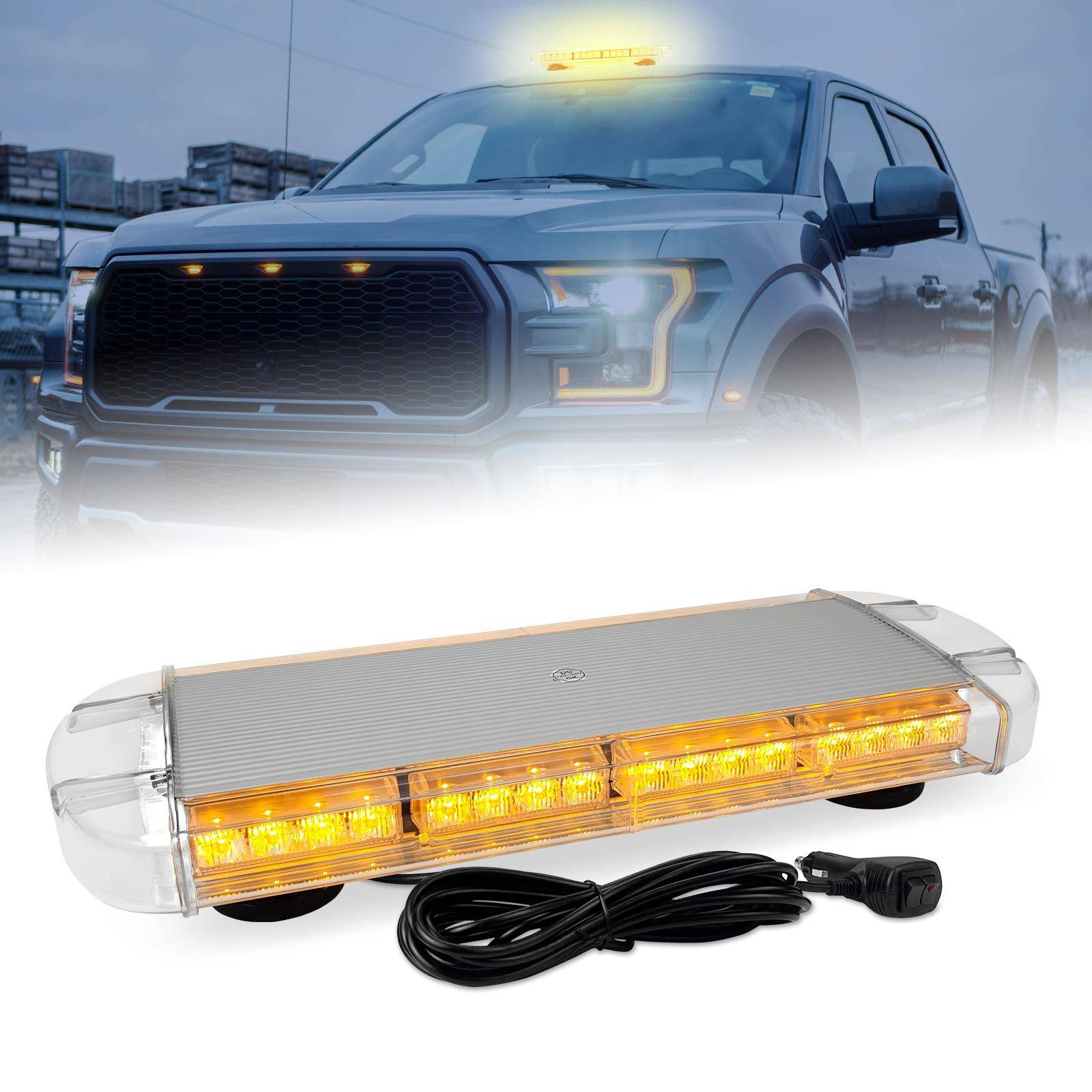 汽车40led磁吸车顶警示灯应急闪光爆闪灯12v-24v吸顶短排警示灯