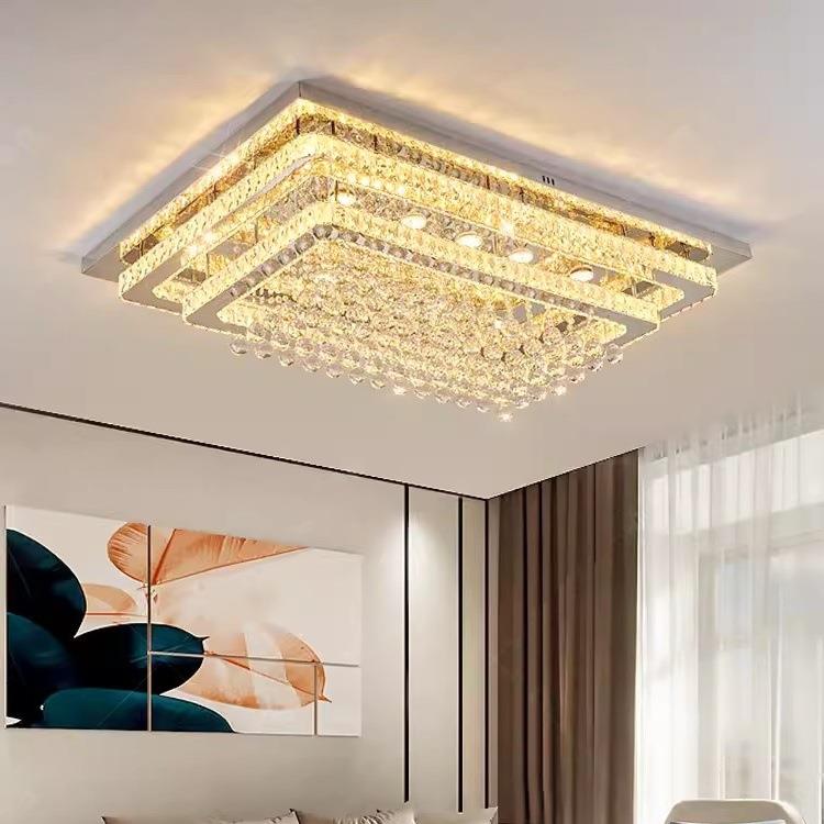 客厅灯主灯吸顶灯现代简约大气卧室灯水晶灯轻奢K9水晶吸顶灯